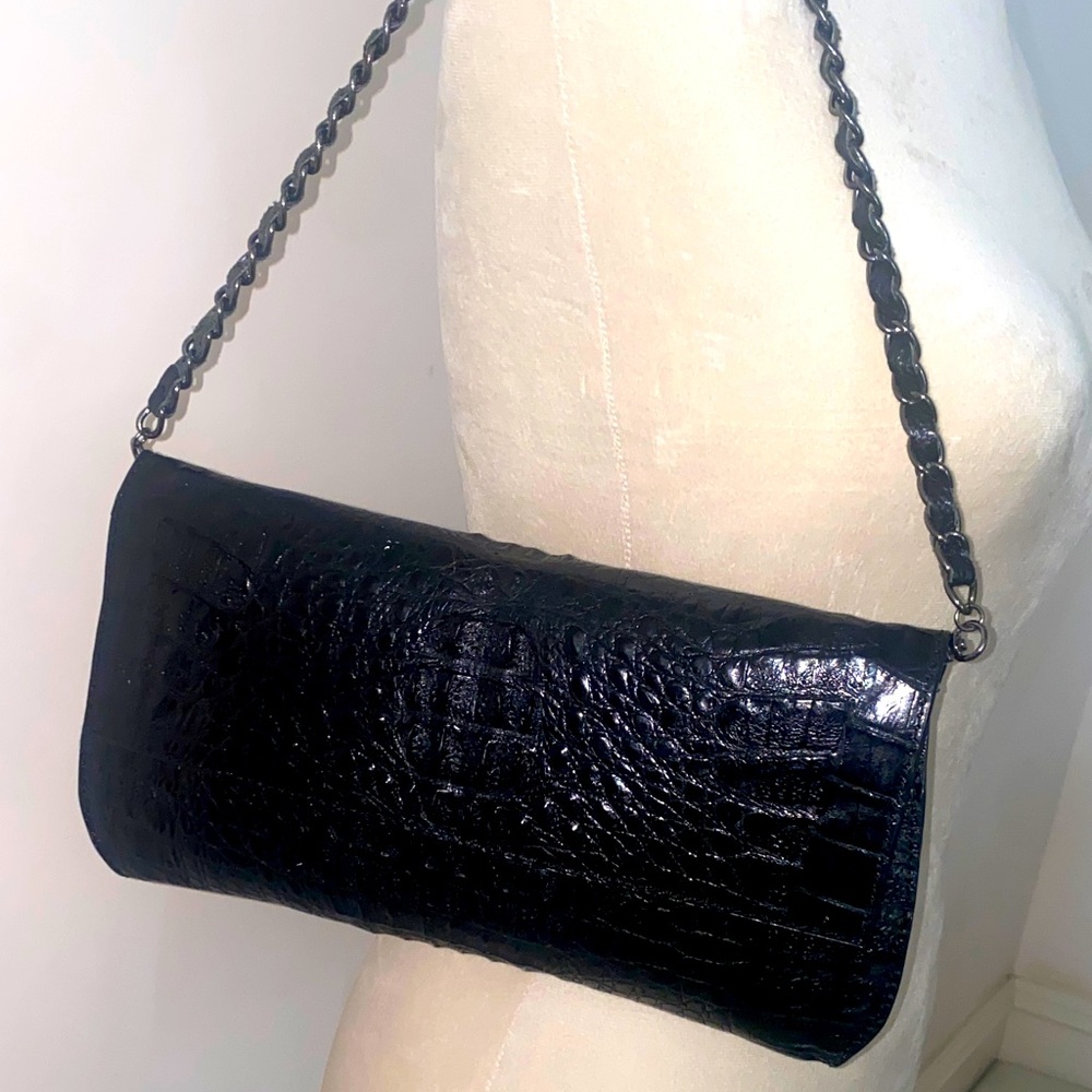 Elegant Black Croc  Shoulder Bag